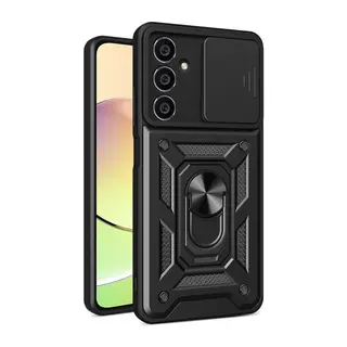 Samsung Galaxy A05S Kılıf Pars Lens Yüzüklü Silikon - Siyah