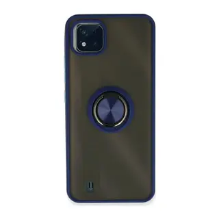 Realme C11 2021 Kılıf Montreal Yüzüklü Silikon Kapak - Lacivert