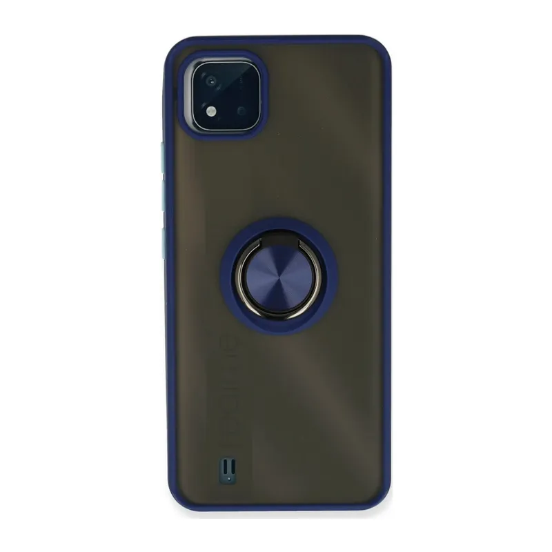 Realme C11 2021 Kılıf Montreal Yüzüklü Silikon Kapak - Lacivert