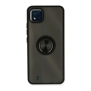 Realme C11 2021 Kılıf Montreal Yüzüklü Silikon Kapak - Siyah
