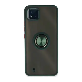 Realme C11 2021 Kılıf Montreal Yüzüklü Silikon Kapak - Yeşil