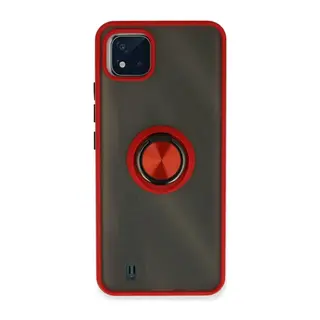 Realme C11 2021 Kılıf Montreal Yüzüklü Silikon Kapak - Kırmızı