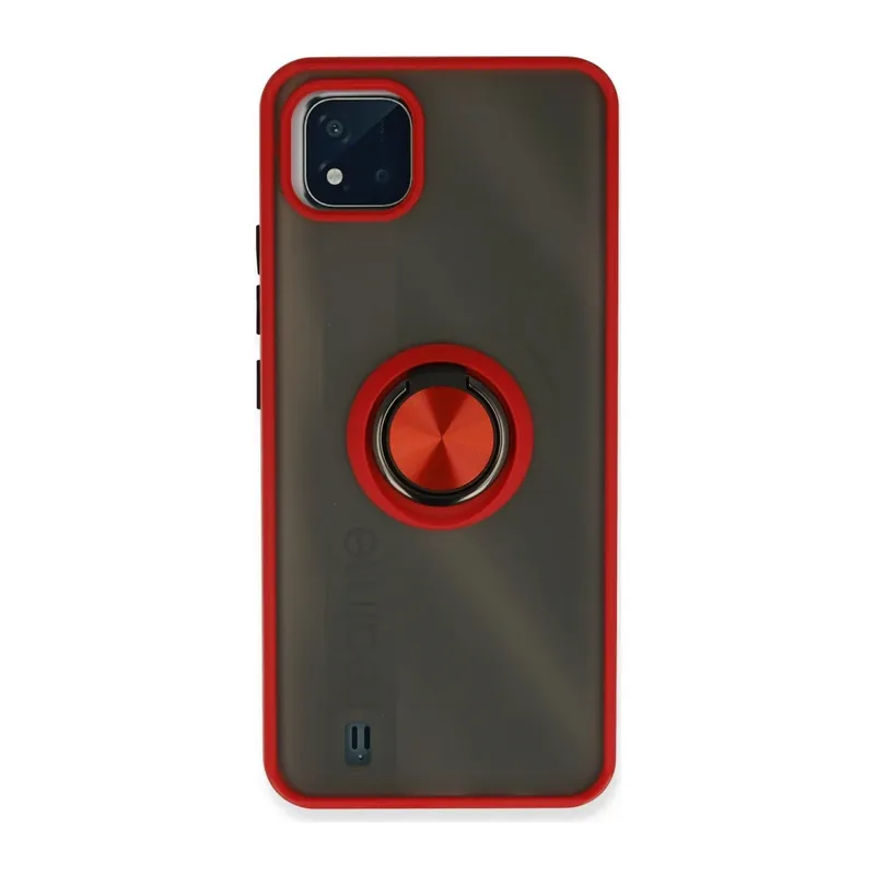 Realme C11 2021 Kılıf Montreal Yüzüklü Silikon Kapak - Kırmızı
