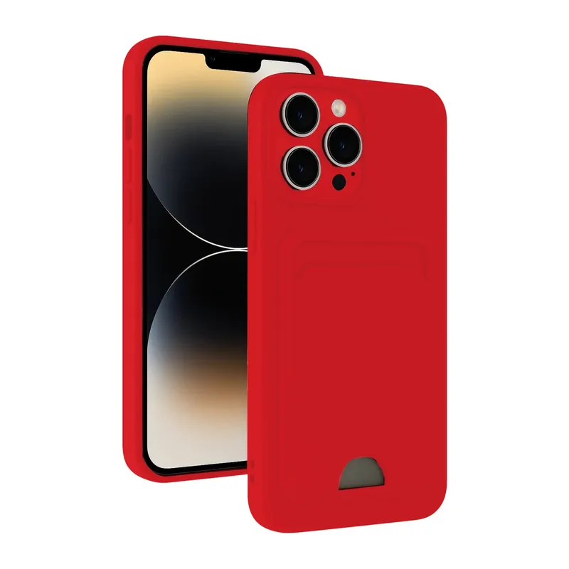 Apple iPhone 13 Pro Max Kılıf Kelvin Kartvizitli Silikon - Kırmızı