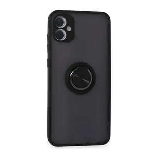 Samsung Galaxy A05 Kılıf Montreal Yüzüklü Silikon Kapak - Siyah