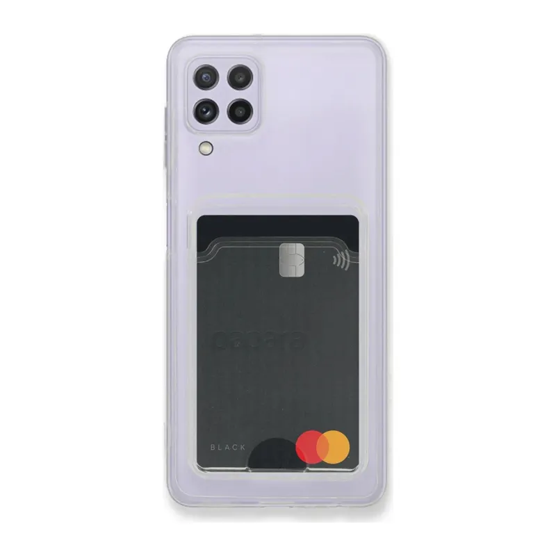 Samsung Galaxy A22 Kılıf Kart Şeffaf Silikon - Şeffaf