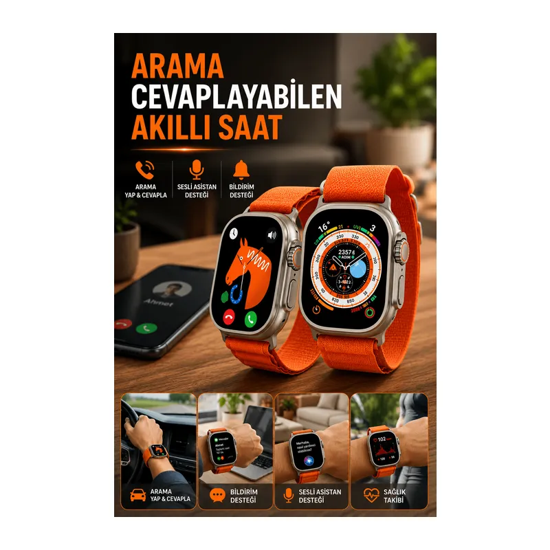 Uyku ve Nabız Takipli, Wireless Şarjlı Akıllı Saat Android ve iOS Uyumlu