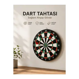 Evde, Ofiste ve Oyun Alanlarında Kullanıma Uygun Sağlam Ahşap Gövdeli Dart Tahtası