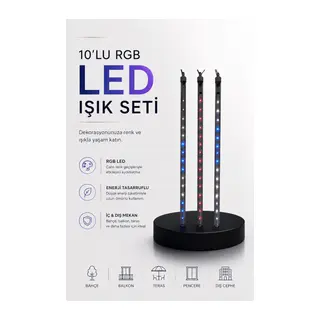 Dekoratif Ortam Aydınlatması RGB LED 10’lu Çubuk Seti