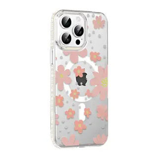 Joko Apple iPhone 15 Pro Floral Magsafe Kapak - Pembe