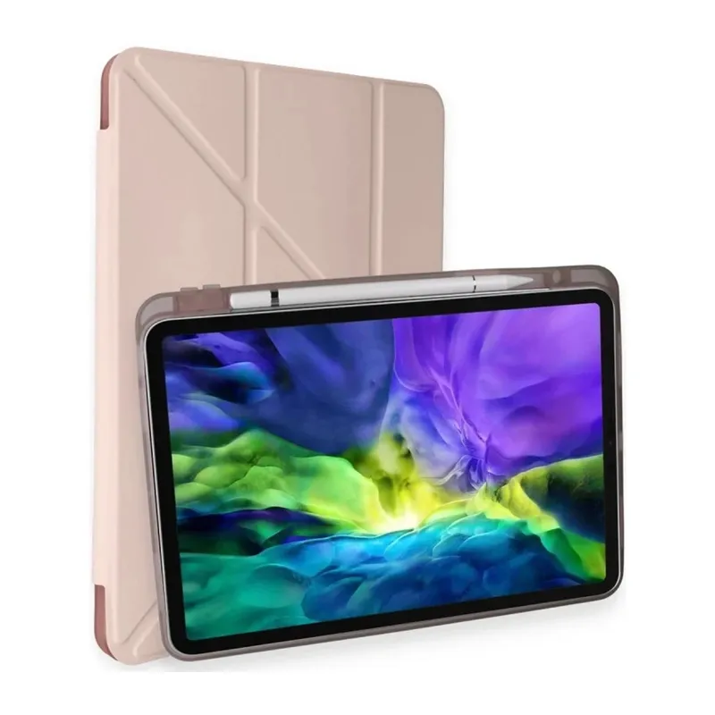 Apple iPad Air 4 10.9 Kılıf Kalemlikli Mars Tablet Kılıfı - Rose Gold