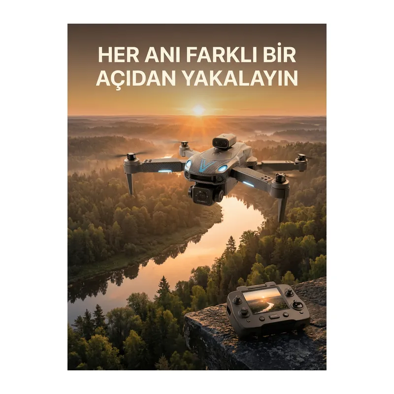 Ekranlı Kumandalı Çift Kameralı Drone ile Havadan Çekim
