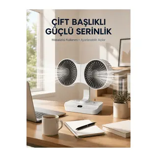 Duvara Monte Edilebilen Çift Başlıklı Sessiz Masa Fanı