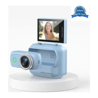 1080P Dijital Video Kamera (32GB) Kart Dijital Vlog Fotoğraf Makinesi Türkçe Mavi