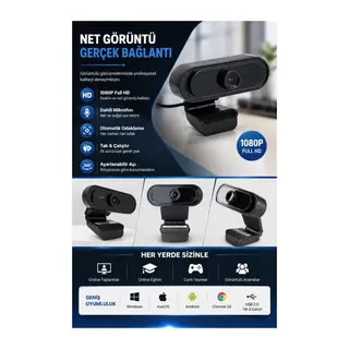 WebCam Orjınal 1080p HD Konferans Kamera Dahili Mikrofon Görüntülü Sohbet Yayın Kamerası HD Video AE-112
