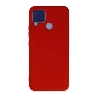Realme C15 Kılıf Nano içi Kadife Silikon - Kırmızı