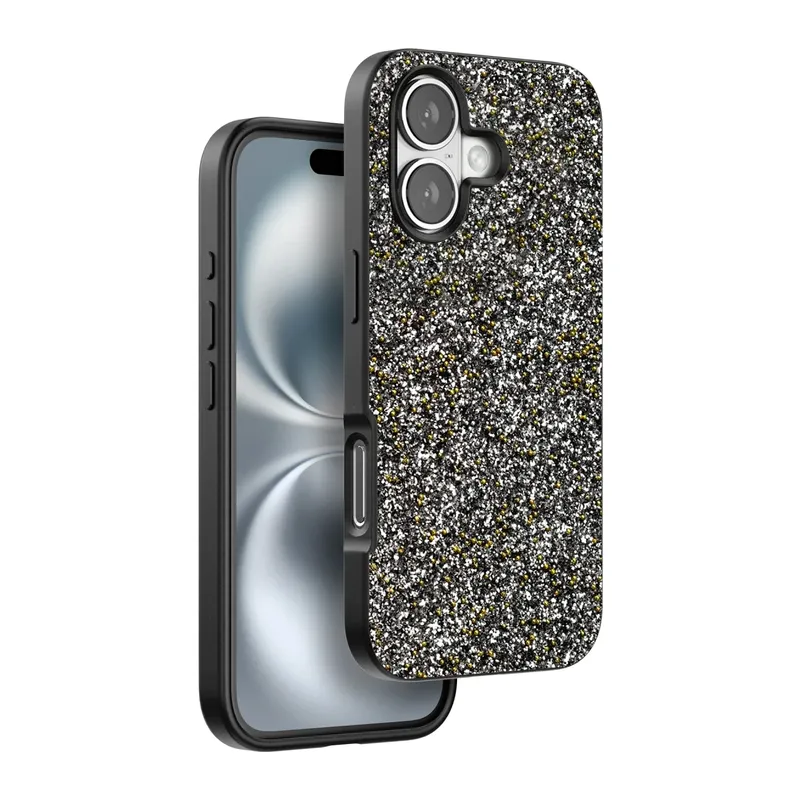 Onegif Apple iPhone 16 Plus Bright Simli Kapak - Gümüş