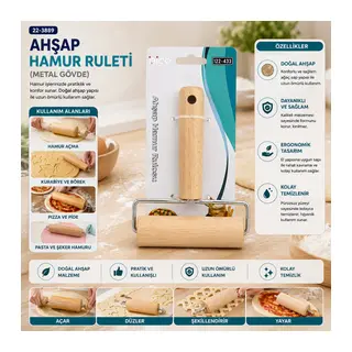 Ahşap Hamur Ruleti Metal Gövde