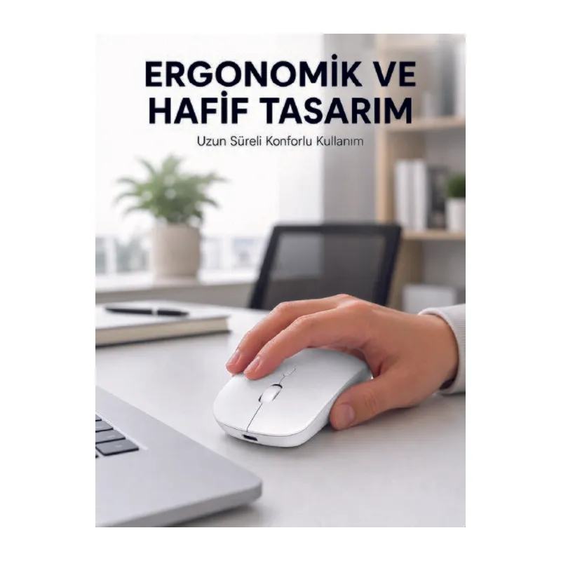 Profesyonel Kablosuz Bluetooth Mouse Çift Modlu Şarjlı Ergonomik Fare