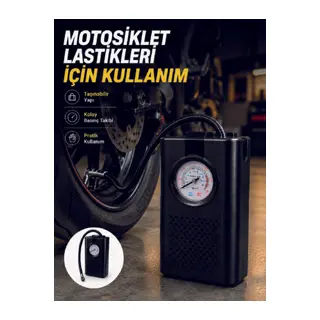 Araç Lastik Şişirme Pompası Taşınabilir Analog Basınç Göstergeli Hava Kompresörü