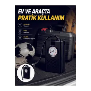 Taşınabilir Araç Hava Pompası Analog Manometreli Lastik Şişirme Pompası