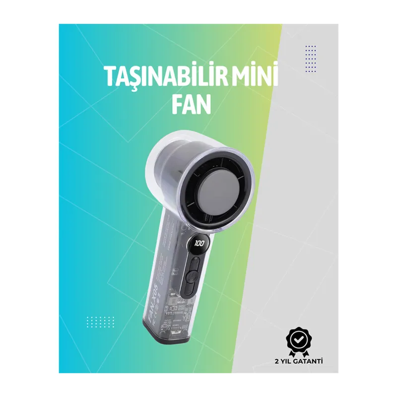 Mini El Fanı | 3000mAh Pil | Type-C Şarj Girişi | Kompakt ve Hafif Tasarım