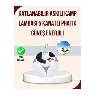 Katlanabilir Güneş Enerjili LED Kamp Lambası USB Şarjlı