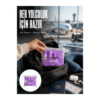 Taşınabilir 5’li Seyahat Banyo Seti Şampuanlık Sprey Krem Kutusu Yeni Nesil