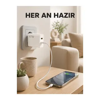 67 Watt Type C Şarj Adaptörü Asus Zenfone 7 8 9 Uyumlu Yeni Nesil