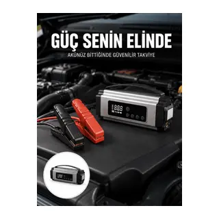 Yolda Kalmaya Son Dijital Ekranlı Akü Takviye ve Hava Kompresörü Çok Fonksiyonlu Acil Güç Ünitesi Yeni Nesil