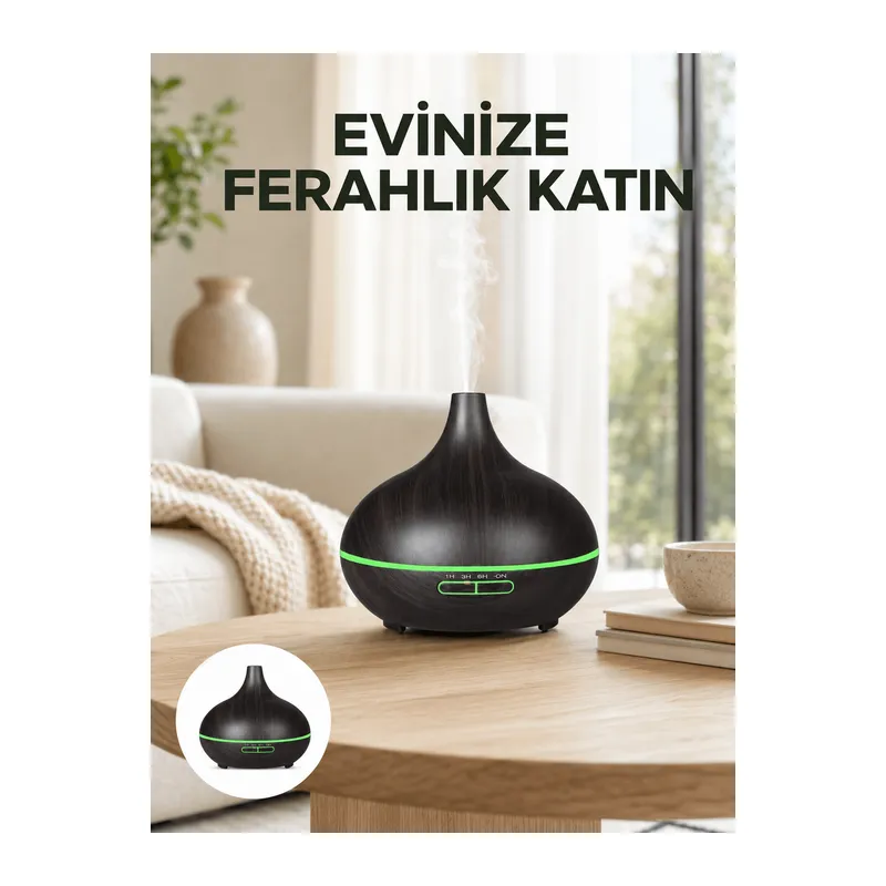 7 Renk Işıklı Ultrasonik Hava Difüzörü – Sessiz ve Güvenli Kullanım Yeni Nesil