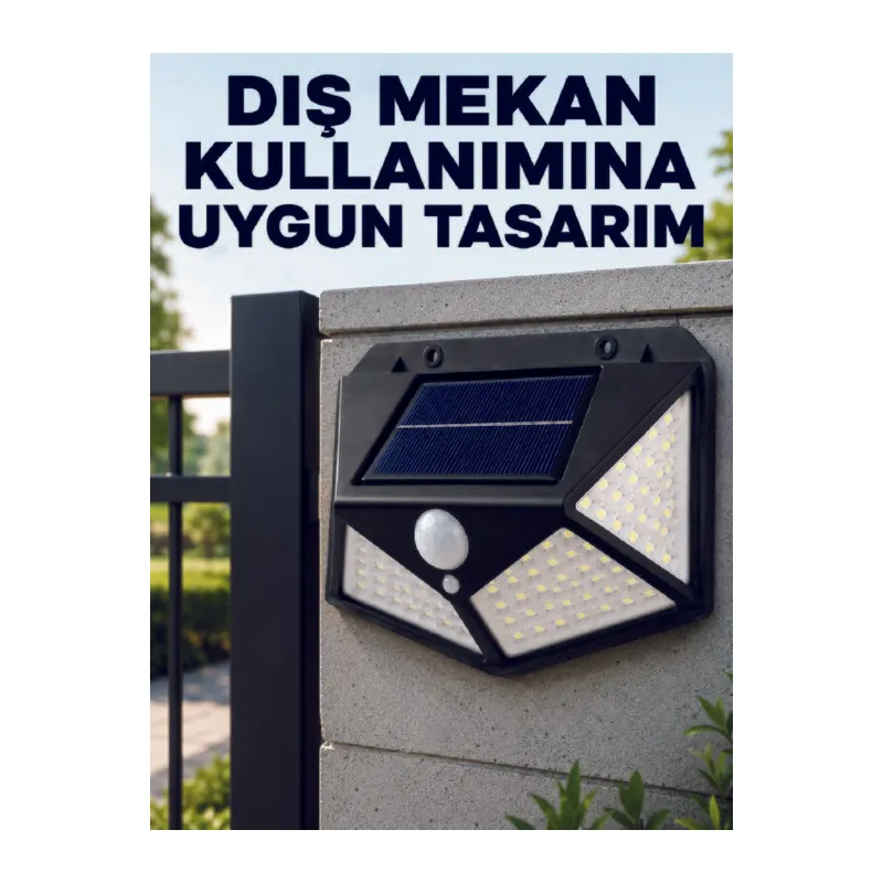 Bahçe Balkon Garaj ve Girişler İçin Güneş Enerjili Hareket Sensörlü LED Duvar Lambası