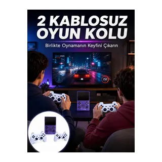 HDMI TV Bağlantılı Kablosuz Kollu Taşınabilir Oyun Konsolu