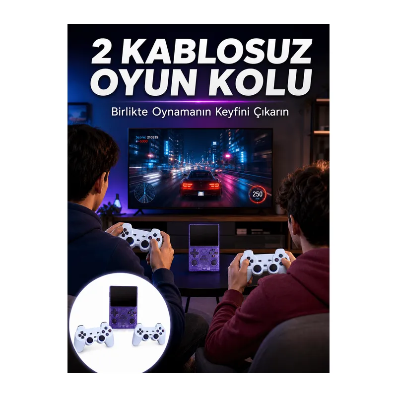 HDMI TV Bağlantılı Kablosuz Kollu Taşınabilir Oyun Konsolu