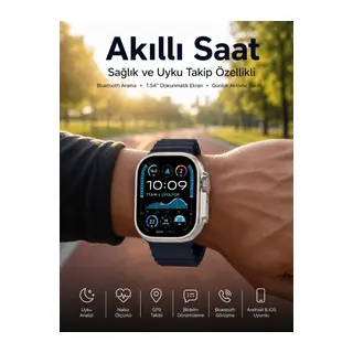 Akıllı Saat Bluetooth Bağlantılı NFC ve GPS Uyumlu Nabız Ölçer Sesli Görüşme Yeni Nesil