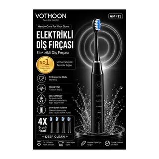 Şarjlı Diş Fırçası 15000 VPM Titreşim Gücü, 500mAh Batarya, 5 Temizlik Modu siyah