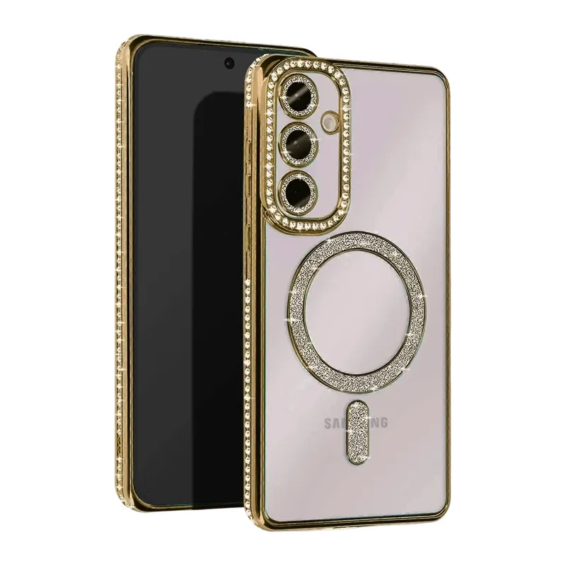 Samsung Galaxy S24 FE Joke Simli Magneticsafe Kılıf - Gold