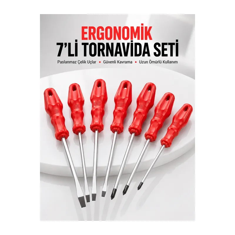 7li Tornavida Seti Düz ve Yıldız Uçlu Çok Amaçlı Kullanım
