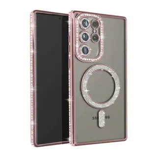 Samsung Galaxy S25 Ultra Kılıf Joke Simli Magneticsafe Kılıf - Pembe