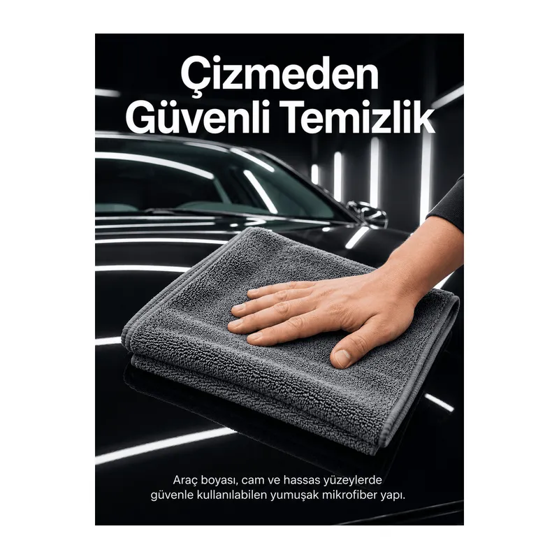 Mikrofiber Araç Temizlik Bezi 50x70 cm Oto Yıkama Sonrası Kurulama ve Parlatma Bezi
