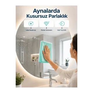 Cam Temizlik Bezi Yüksek Emici Mikrofiber Bez Cam Ayna ve Vitrin Temizliği