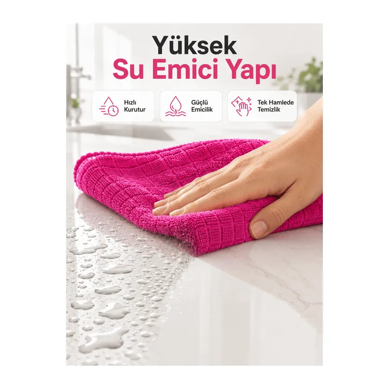 Mikrofiber Temizlik Bezi Cam, Ayna, Mobilya ve Tezgah İçin