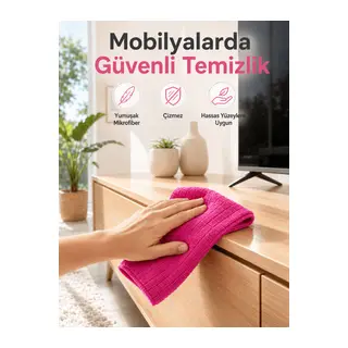 Çok Amaçlı Pembe Mikrofiber Bez Çizmeden Etkili Yüzey Temizliği