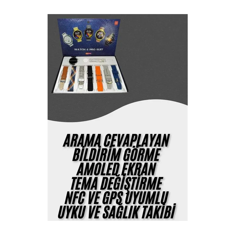 Akıllı Saat Çoklu Kordon Seçenekli Dokunmatik Ekran Nabız Sensörlü