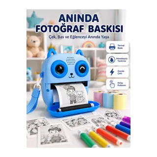 2.4'' IPS Ekranlı Çocuk Fotoğraf Makinesi HD Çekim ve Anında Baskı Keyfi