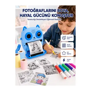 Anında Fotoğraf Basan Çocuk Kamerası Eğitici ve Eğlenceli Termal Yazıcılı
