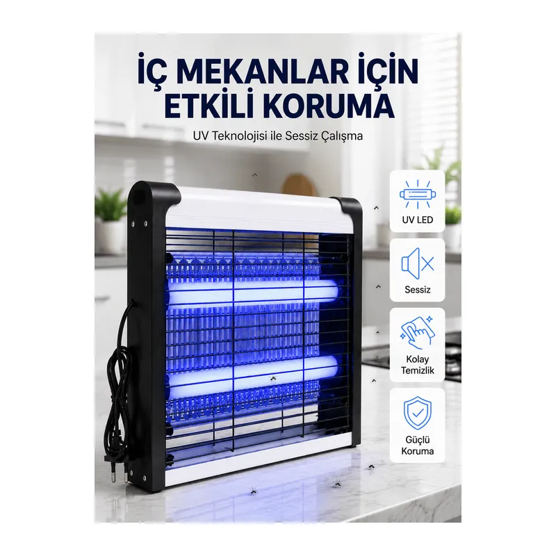30 m² Etki Alanlı Mavi Işıklı Sinek Öldürücü Cihaz