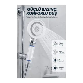 Su Tasarruflu Filtreli Duş Başlığı Yüksek Basınçlı Modern Duş Başlığı