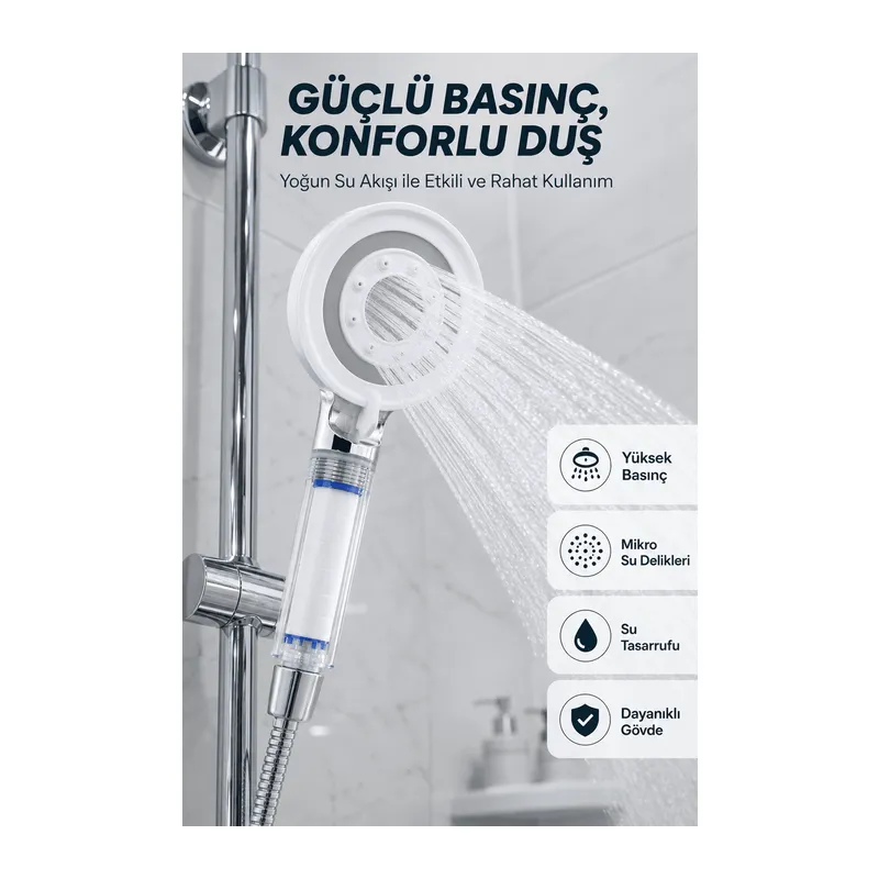Su Tasarruflu Filtreli Duş Başlığı Yüksek Basınçlı Modern Duş Başlığı