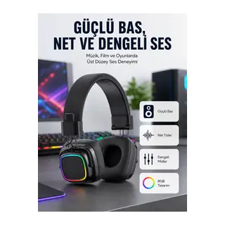 Yüksek Ses Kaliteli Kablosuz Kulak Üstü Kulaklık – BT 5.3